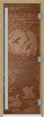 Стеклянная дверь для бани/сауны Doorwood Престиж Лебединое озеро 70x190 / DW03611