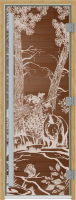 Стеклянная дверь для бани/сауны Doorwood Престиж Мишки 70x190 / DW02356 (бронза) - 
