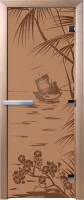 Стеклянная дверь для бани/сауны Doorwood Голубая лагуна 70x190 / DW01510 (бронза матовый) - 