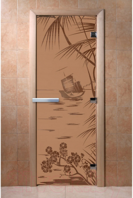 Стеклянная дверь для бани/сауны Doorwood Голубая лагуна 70x190 / DW01510 (бронза матовый)