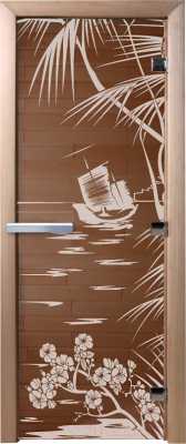 Стеклянная дверь для бани/сауны Doorwood Голубая лагуна 70x190 / DW00041 (бронза)