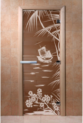Стеклянная дверь для бани/сауны Doorwood Голубая лагуна 80x200 / DW00042 (бронза)