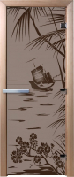 Стеклянная дверь для бани/сауны Doorwood Голубая лагуна 70x190 / DW02754 (графит матовый) - 