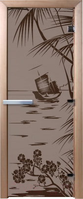Стеклянная дверь для бани/сауны Doorwood Голубая лагуна 70x190 / DW02754 (графит матовый)