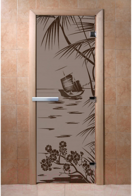 Стеклянная дверь для бани/сауны Doorwood Голубая лагуна 70x190 / DW02754 (графит матовый)