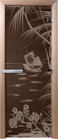 Стеклянная дверь для бани/сауны Doorwood Голубая лагуна 70x190 / DW02832 (графит) - 