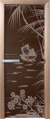 Стеклянная дверь для бани/сауны Doorwood Голубая лагуна 70x190 / DW02832 (графит)