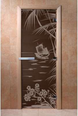 Стеклянная дверь для бани/сауны Doorwood Голубая лагуна 70x190 / DW02832 (графит)