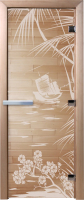 Стеклянная дверь для бани/сауны Doorwood Голубая лагуна 70x190 / DW01511 (прозрачный) - 