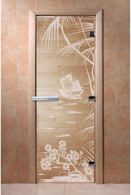 Стеклянная дверь для бани/сауны Doorwood Голубая лагуна 70x190 / DW01511 (прозрачный)