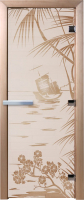 Стеклянная дверь для бани/сауны Doorwood Голубая лагуна 80x200 / DW01808 (сатин) - 