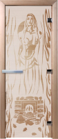 Стеклянная дверь для бани/сауны Doorwood Горячий пар 70x190 / DW01518 (сатин) - 