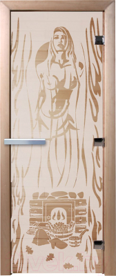 Стеклянная дверь для бани/сауны Doorwood Горячий пар 70x190 / DW01518 (сатин)