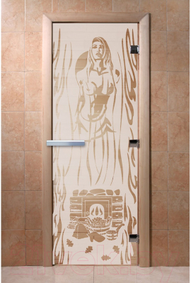 Стеклянная дверь для бани/сауны Doorwood Горячий пар 80x200 / DW01519 (сатин)