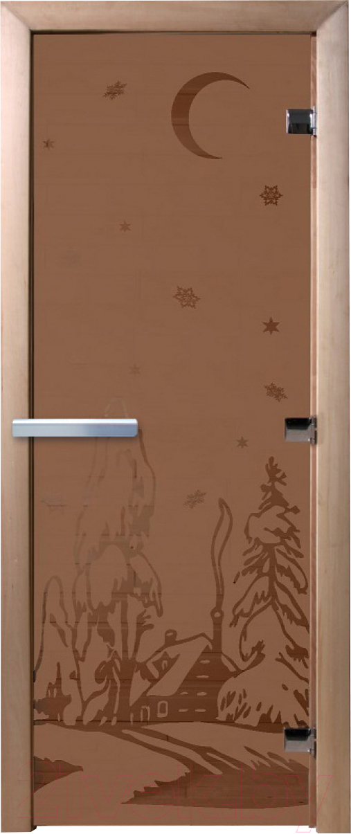 Стеклянная дверь для бани/сауны Doorwood Зима 70x190 / DW01250