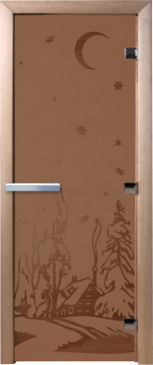 Стеклянная дверь для бани/сауны Doorwood Зима 70x190 / DW01250 (бронза матовый)