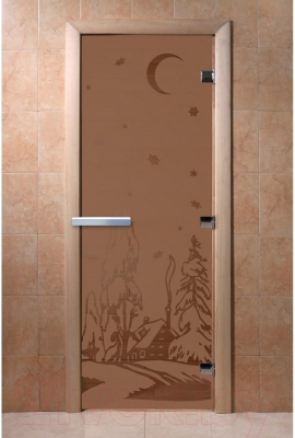 Стеклянная дверь для бани/сауны Doorwood Зима 70x190 / DW01250 (бронза матовый)