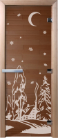 Стеклянная дверь для бани/сауны Doorwood Зима 70x190 / DW01251 (бронза) - 