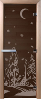 Стеклянная дверь для бани/сауны Doorwood Зима 70x190 / DW03559 (графит) - 