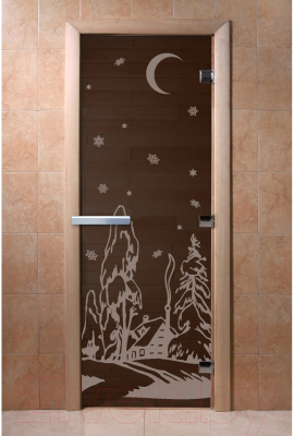Стеклянная дверь для бани/сауны Doorwood Зима 70x190 / DW03559 (графит)