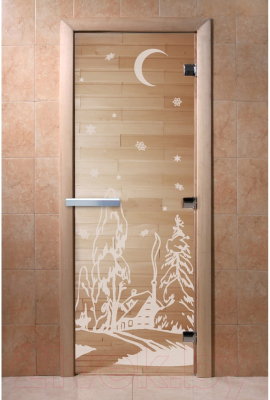 Стеклянная дверь для бани/сауны Doorwood Зима 70x190 / DW01321 (прозрачный)