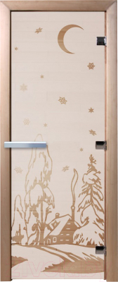 Стеклянная дверь для бани/сауны Doorwood Зима 70x190 / DW01252 (сатин)