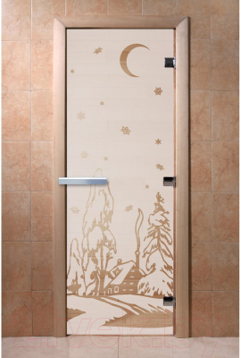 Стеклянная дверь для бани/сауны Doorwood Зима 70x190 / DW01252 (сатин)