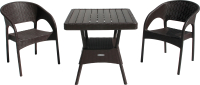 Комплект садовой мебели Ellastik Plast Ola Dom S-GS01+K-GS01 (коричневый) - 