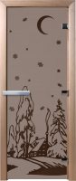 Стеклянная дверь для бани/сауны Doorwood Зима 70x190 / DW02931 (графит матовый) - 