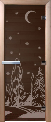 Стеклянная дверь для бани/сауны Doorwood Зима 70x200 / DW03524 (графит)