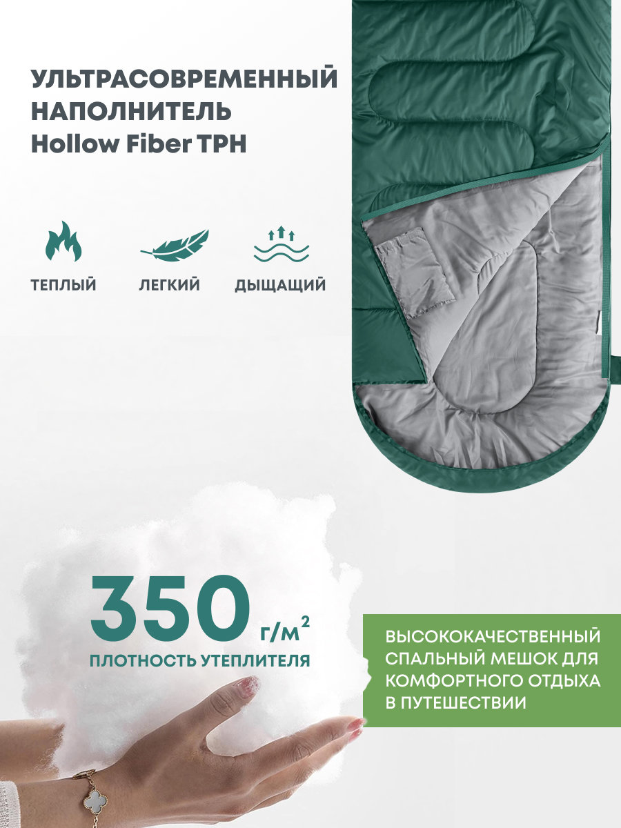Спальный мешок RSP Outdoor Sleep 350 / SB-SLE-350-GN-L (зеленый) — фото 3