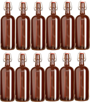 Набор бутылок ВСЗ 1л с бугельной пробкой (12шт, коричневый) - 