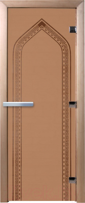 Стеклянная дверь для бани/сауны Doorwood Арка 80x200 / DW00082 (бронза матовый)