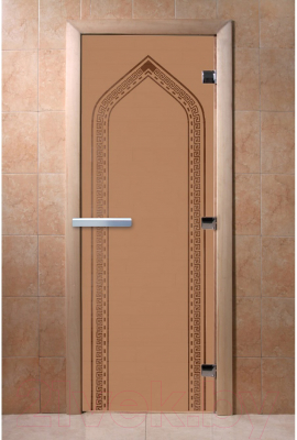 Стеклянная дверь для бани/сауны Doorwood Арка 80x200 / DW00082 (бронза матовый)