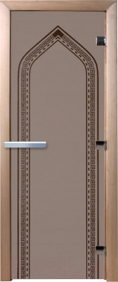 Стеклянная дверь для бани/сауны Doorwood Арка 70x190 / DW02831 (графит матовый)