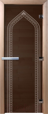 Стеклянная дверь для бани/сауны Doorwood Арка 80x200 / DW02935 (графит)