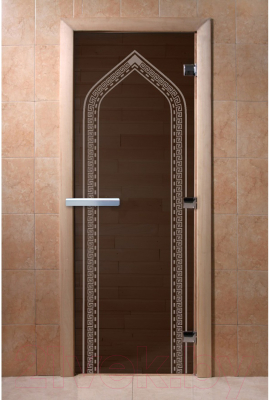 Стеклянная дверь для бани/сауны Doorwood Арка 80x200 / DW02935 (графит)