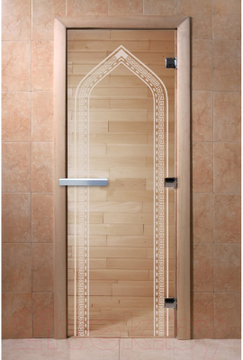 Стеклянная дверь для бани/сауны Doorwood Арка 80x200 / DW01017 (прозрачный)