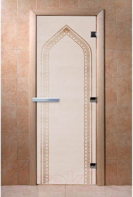 Стеклянная дверь для бани/сауны Doorwood Арка 80x200 / DW00084 (сатин)
