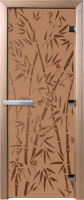 Стеклянная дверь для бани/сауны Doorwood Бамбук и бабочки 70x190 / DW00057 (бронза матовый) - 