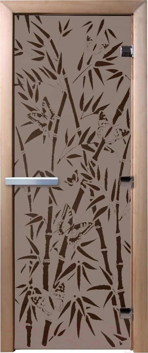 Стеклянная дверь для бани/сауны Doorwood Бамбук и бабочки 70x190 / DW02928