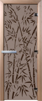 Стеклянная дверь для бани/сауны Doorwood Бамбук и бабочки 70x190 / DW02928 (графит матовый) - 