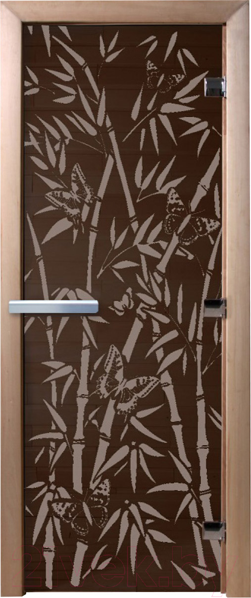 Стеклянная дверь для бани/сауны Doorwood Бамбук и бабочки 70x190 / DW02923