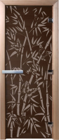 Стеклянная дверь для бани/сауны Doorwood Бамбук и бабочки 70x190 / DW02923 (графит) - 