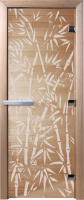 Стеклянная дверь для бани/сауны Doorwood Бамбук и бабочки 70x180 / DW03573 (прозрачный) - 