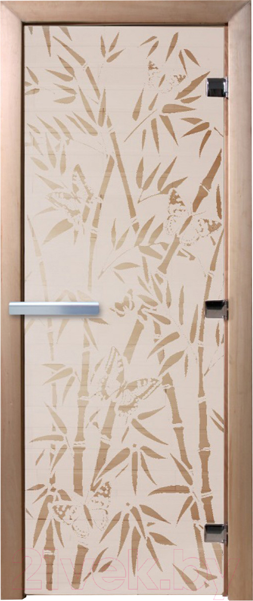 Стеклянная дверь для бани/сауны Doorwood Бамбук и бабочки 70x190 / DW00059