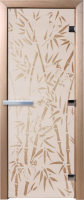 Стеклянная дверь для бани/сауны Doorwood Бамбук и бабочки 70x190 / DW00059 (сатин) - 