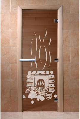 Стеклянная дверь для бани/сауны Doorwood Банька 80x200 / DW00064 (бронза)
