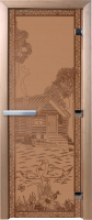 Стеклянная дверь для бани/сауны Doorwood Банька в лесу 70x190 / DW00923 (бронза матовый) - 