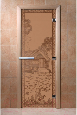 Стеклянная дверь для бани/сауны Doorwood Банька в лесу 80x200 / DW00922 (бронза матовый)